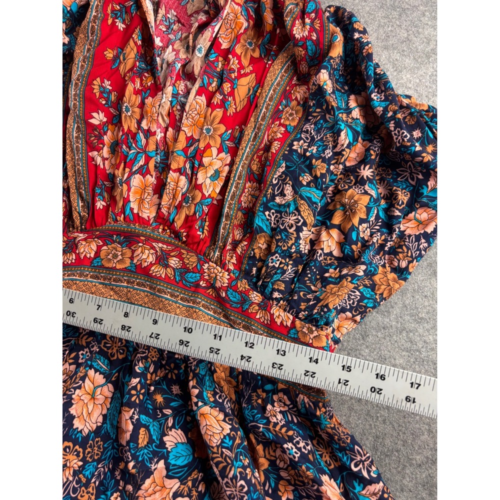 Baltic Born Floral Maxi Dress XL Boho Smocked Empire Waist V-Neck Tiered Rayon - Picture 5 of 7